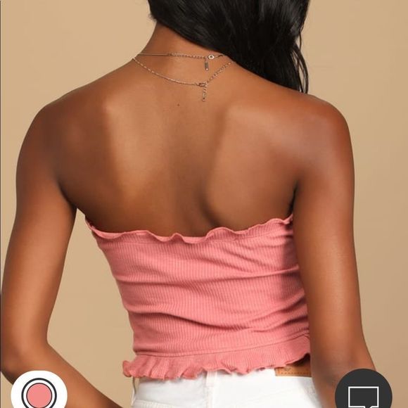 NEW Lulu’s Rebel with a Cause Dusty Rose Ribbed Ruched Tube Top - Picture 3 of 8
